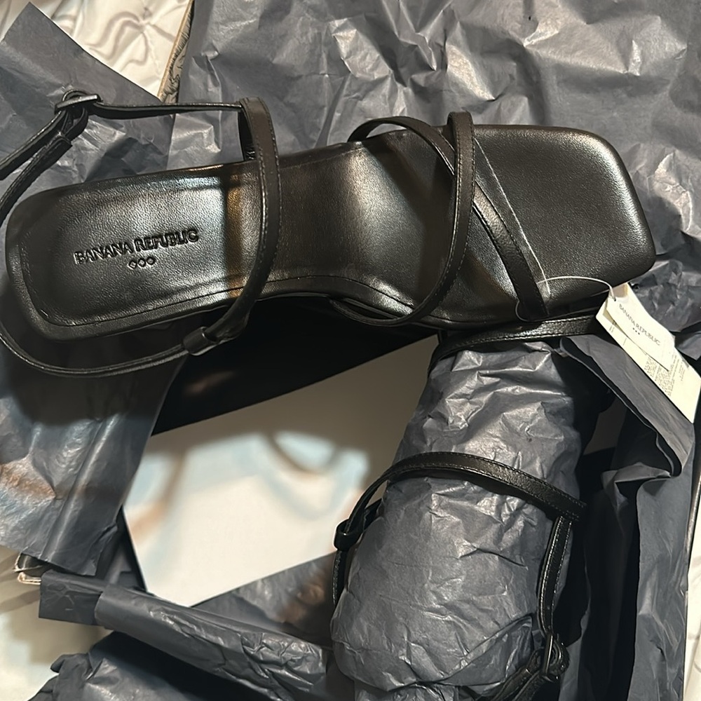 Banana Republic Sleek Black Leather Sandals